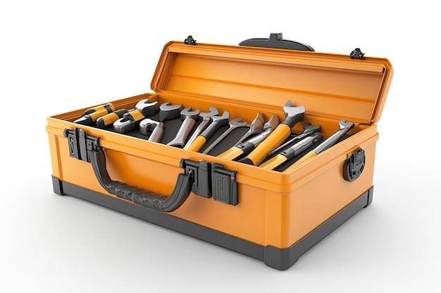 Toolbox with tools on white background Isolated 3D illustration