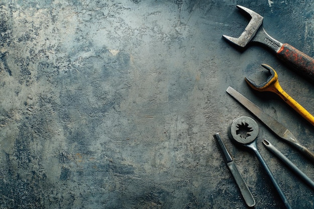 Tools on Concrete Background