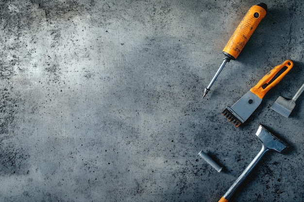 Tools on Concrete Background