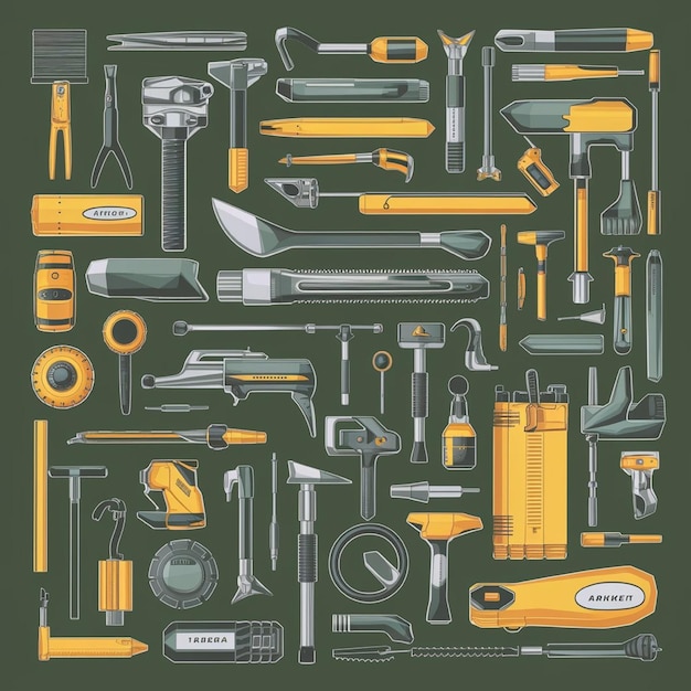 Tools and Equipment Vector illustrations of various tools and equipment