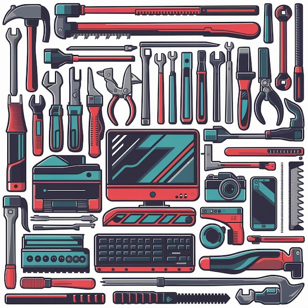 Tools and Equipment Vector illustrations of various tools and equipment