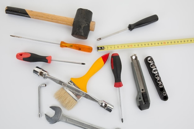 Tools for  renovation isolated on white background