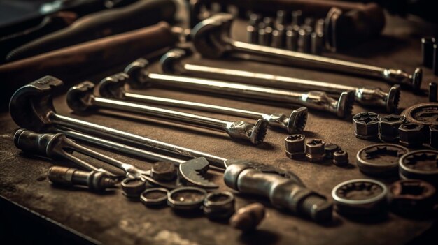 Tools on a table in a workshop