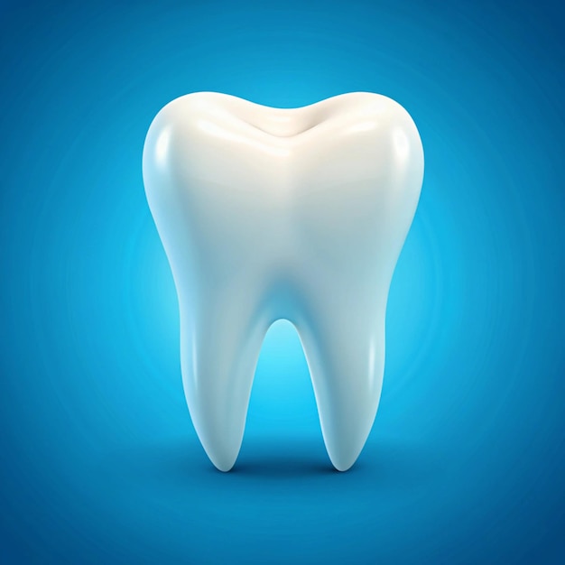 Photo a tooth on a blue background with a blue background