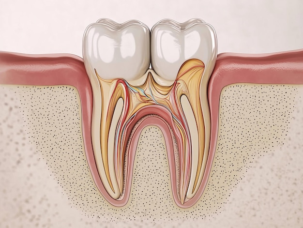 Photo tooth and dentist in the office cavity medical treatment root canal