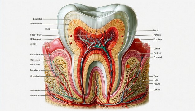 Photo a tooth with a blue and red pattern on it