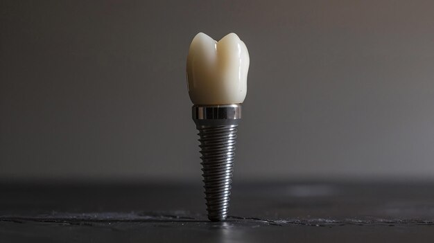 Photo a tooth with a white bristles that is stuck in a screw