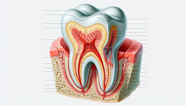 Photo a tooth with a white tooth on the top of it