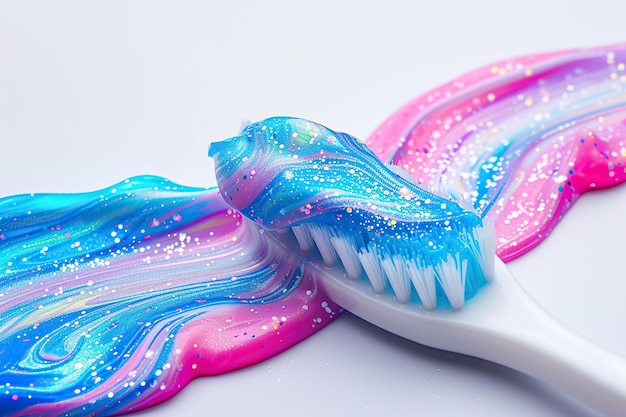 Toothbrush and toothpaste on a white background closeup