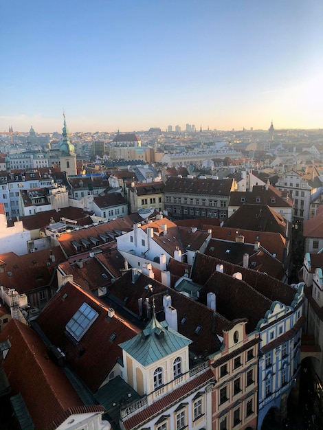 Top Czech viewpoints and popular Czech tourist destinations. Beautiful Prague old town panorama