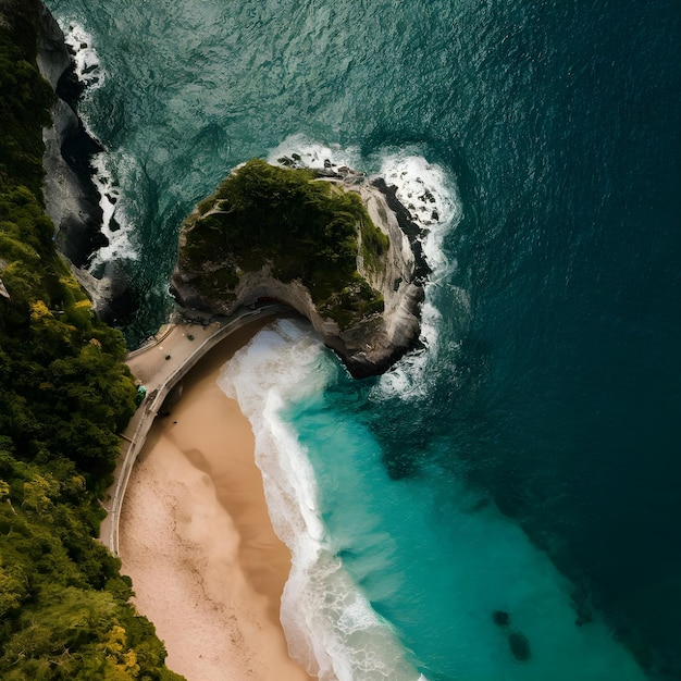 Top Down Tranquility Aerial View of Coastal Beauty