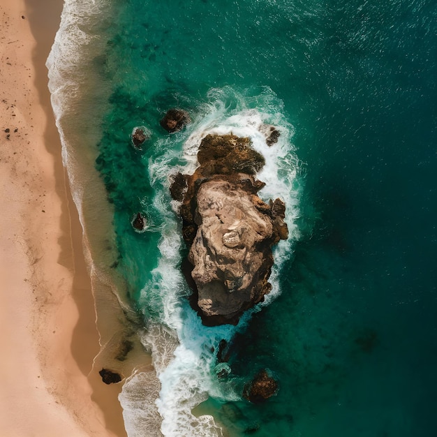 Top Down Tranquility Aerial View of Coastal Beauty