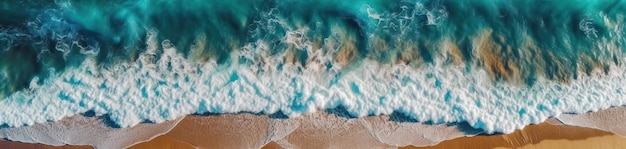 Top down view of the beach and sea