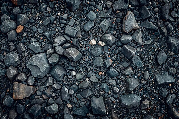 Top down view of a surface covered in gravel stones