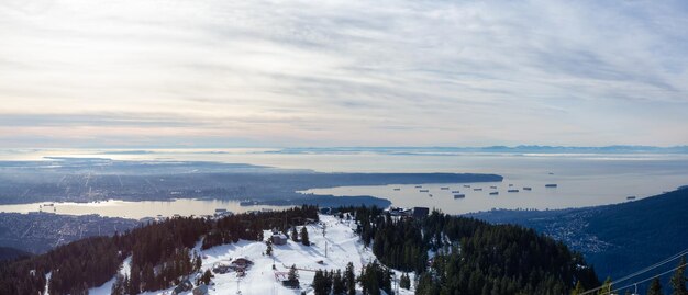 Top of Grouse Mountain Ski Resort with the City in the background