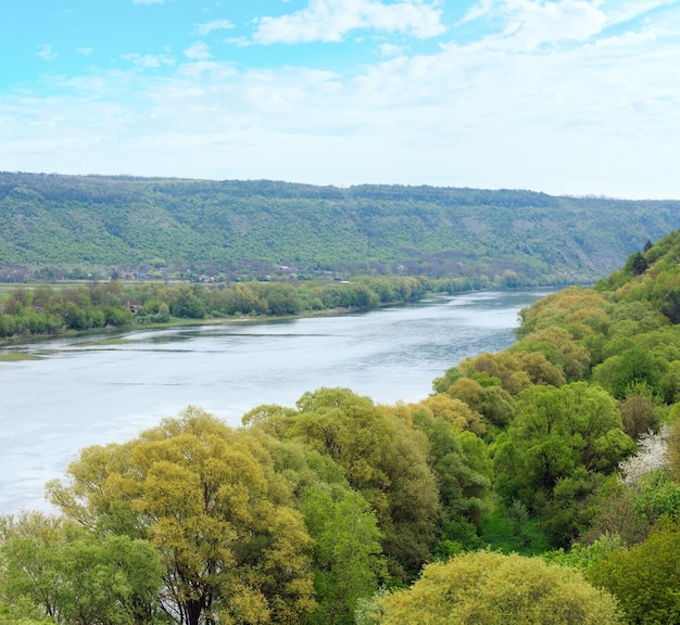 Top picturesque view of the Dnister river canyon Spring Ustechko Ternopil region Ukraine Europe