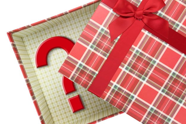 Top of present box with question mark