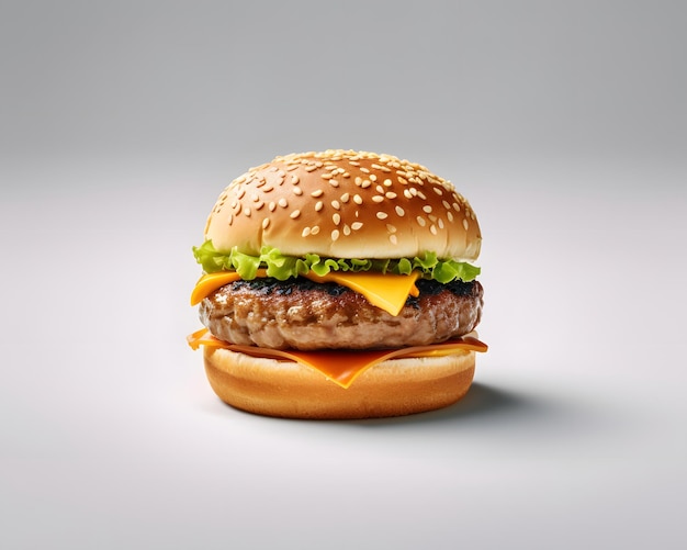 Top shot of a hamburger with a simple background in a minimalistic and clean design Generative AI