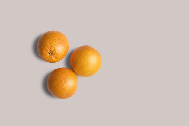 Top up up view fresh orange isolated on grey background suitable for your design project