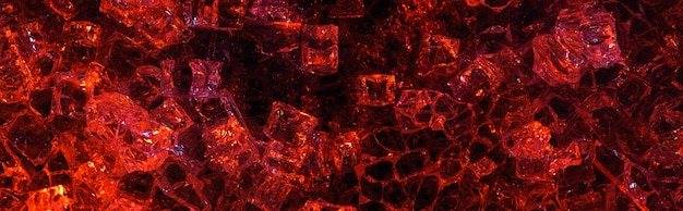 Top view of abstract dark red glass textured background panoramic orientation