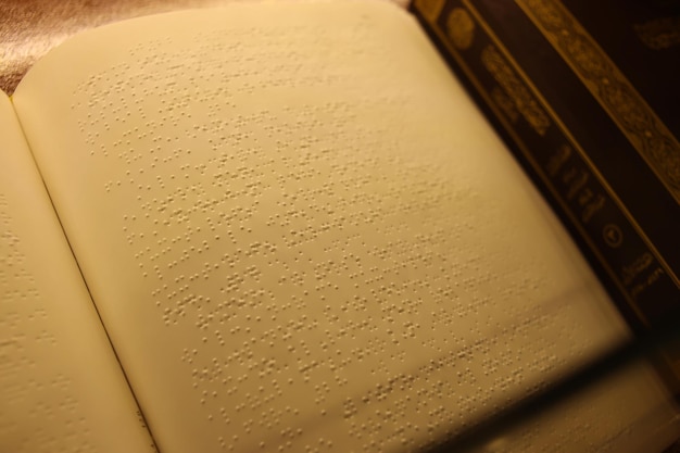 Top view of Al Quran text in braille code