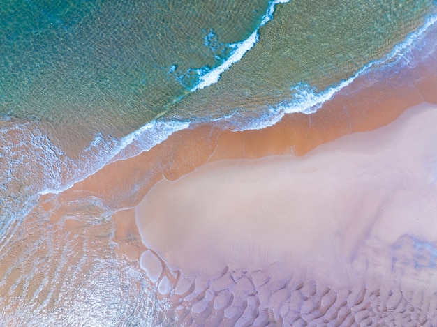 Top view of amazing pastel sand beach and turquoise sea copy space available nature background High angle view sea sand background