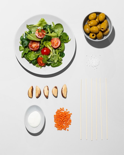 Top view arrangement flexitarian diet