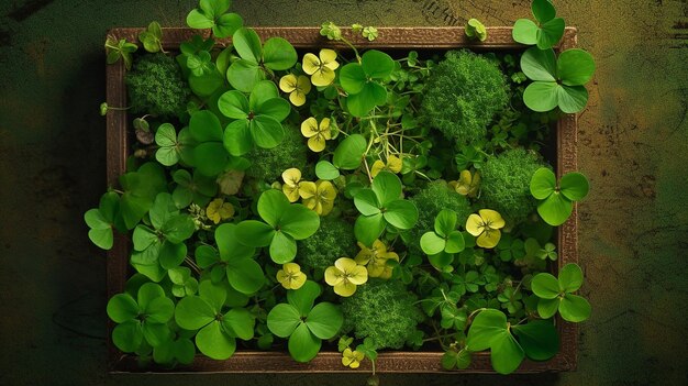 Top view arrangement with clovers