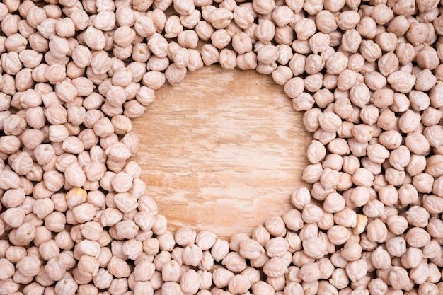 Top view assortment of organic chickpeas