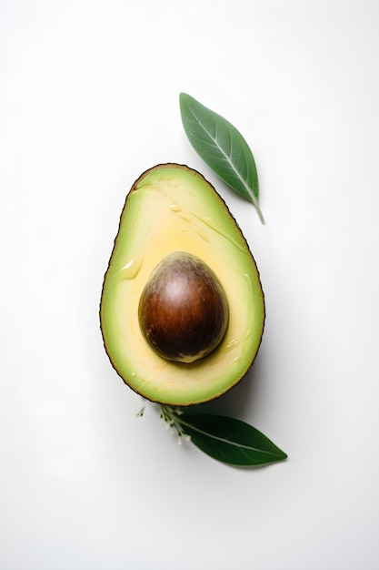 Top view of avocado isolated generative ai