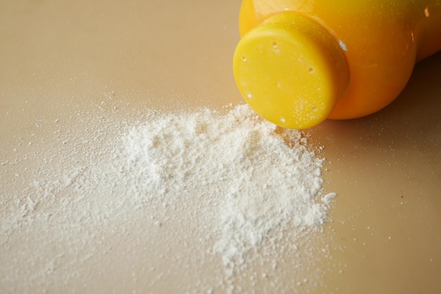 Top view of Baby Powder on white background