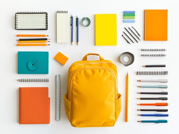 Top View Of Back To School Concept With A Stationery Items Included