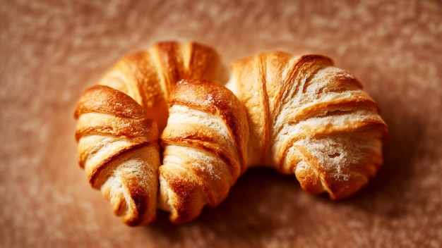 Top view bakery of delicious croissant generative art by AI