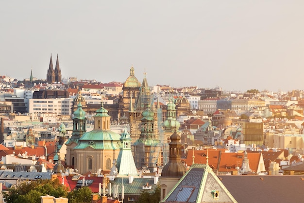 Top view of a beautiful city with an ancient castle