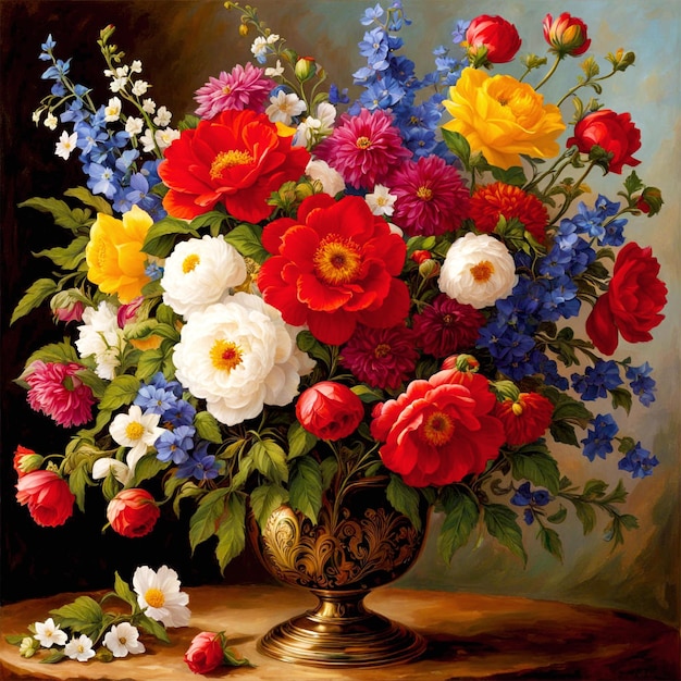 Top view Beautiful multi colorful flower Bouquet