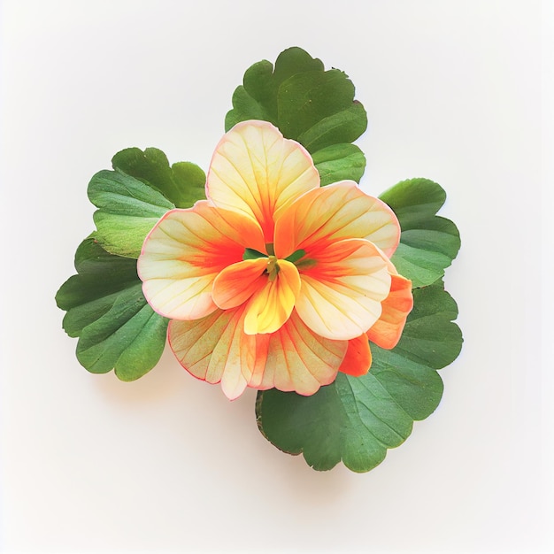 Top view a Begonia flower isolated on a white background suitable for use on Valentine's Day cards