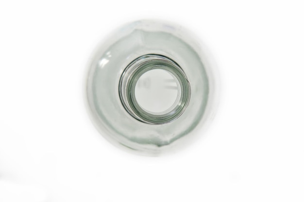 Top view of a bottle on white background