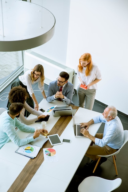 Top view at business people in office