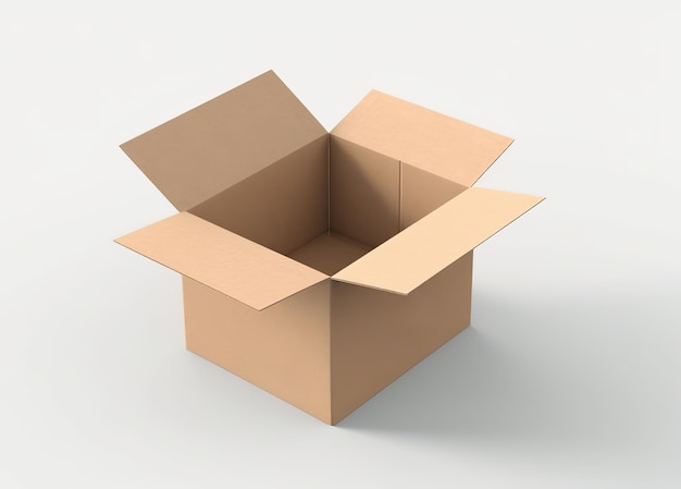 Top view cardboard box mockup isolated on white background