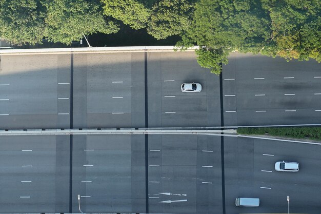 Top view of cars on road in singapore