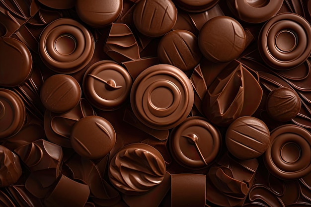 Top view chocolate background Generative AI