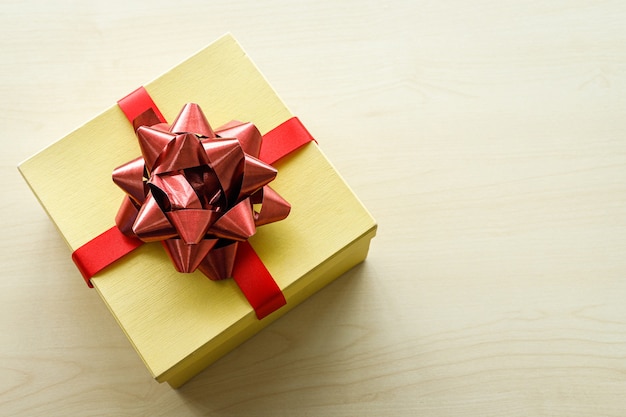 Top view of Christmas gifts on wooden table interior for copy Space background,Decoration During Christmas and New Year.