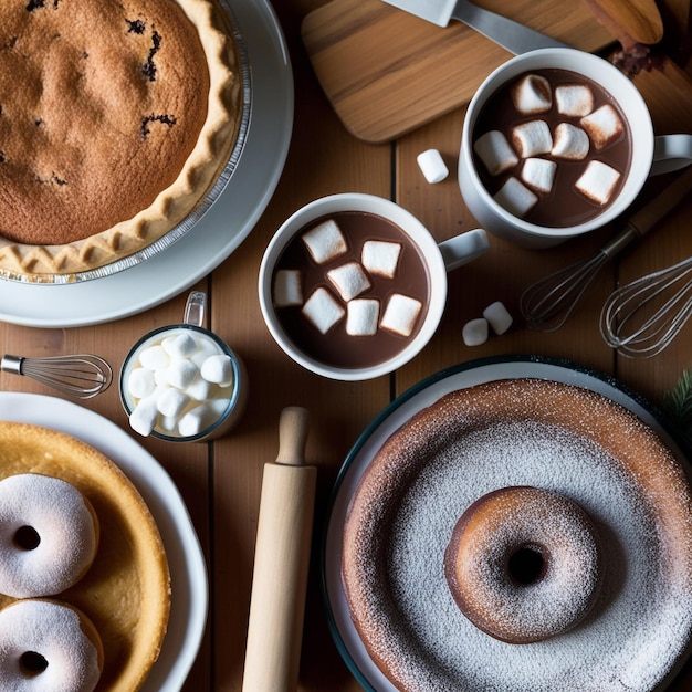 Photo top view of christmas sweets assortment