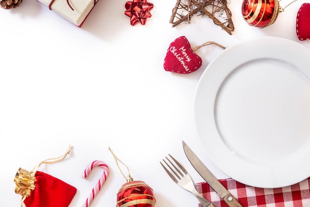 top view Christmas table setting