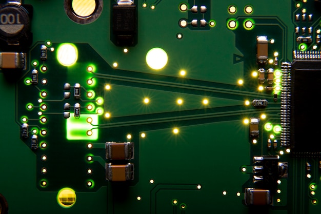 Top view circuit board close-up