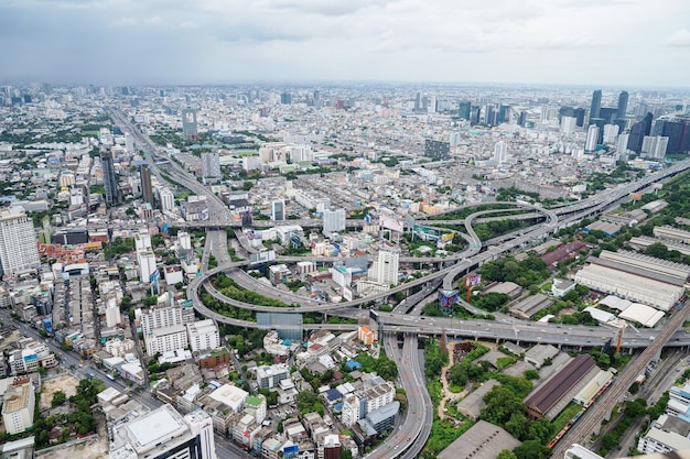 Top view of the city building of bangkok cityscape