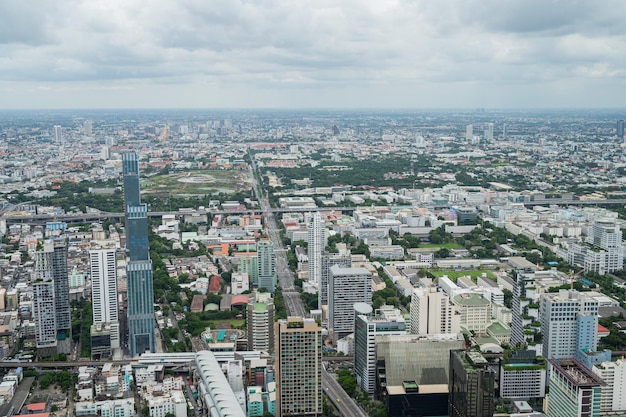 Top view of the city building of bangkok cityscape