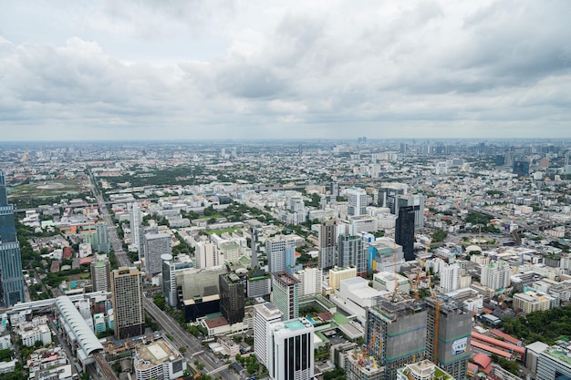 Top view of the city building of bangkok cityscape