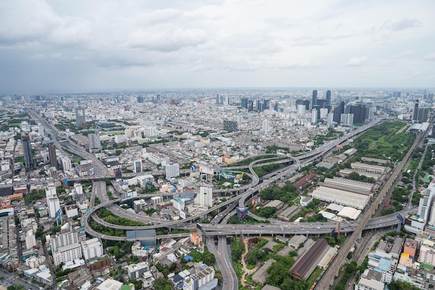 Top view of the city building of bangkok cityscape