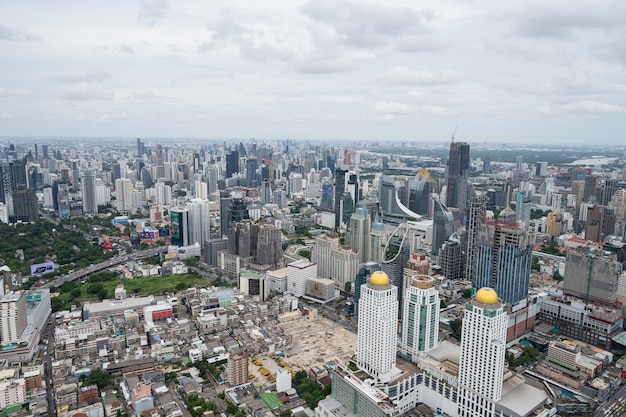 Top view of the city building of bangkok cityscape